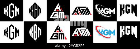 KGM-Letter-Logo im 6er-Stil. KGM Polygon, Kreis, Dreieck, Sechseck, flach und einfach mit schwarz-weißem Schriftzug Stock Vektor