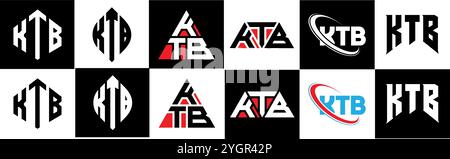KTB Letter-Logo im 6er-Stil. KTB Polygon, Kreis, Dreieck, Sechseck, flach und einfach mit schwarz-weißem Schriftzug Stock Vektor