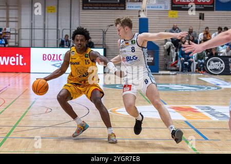 #, GER, Bozic Estriche Ritter Kirchheim vs. Eisbaeren Bremerhaven, BARMER 2. Basketball-Bundesliga, 8. Spieltag, Saison 2024/2025, 08.11.2024, Foto: Eibner-Pressefoto/Nina Sander Stockfoto