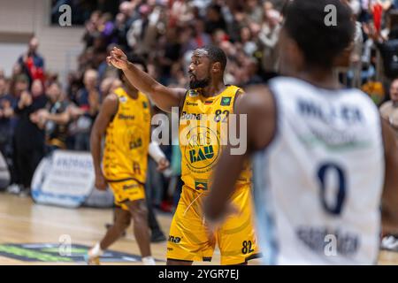 #, GER, Bozic Estriche Ritter Kirchheim vs. Eisbaeren Bremerhaven, BARMER 2. Basketball-Bundesliga, 8. Spieltag, Saison 2024/2025, 08.11.2024, Foto: Eibner-Pressefoto/Nina Sander Stockfoto