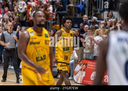 #, GER, Bozic Estriche Ritter Kirchheim vs. Eisbaeren Bremerhaven, BARMER 2. Basketball-Bundesliga, 8. Spieltag, Saison 2024/2025, 08.11.2024, Foto: Eibner-Pressefoto/Nina Sander Stockfoto