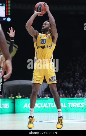 Levi Randolph (Maccabi) während des Basketball-Euroleague-Spiels zwischen Virtus Segafredo Bologna und Maccabi Playtika Tel Aviv in der Unipol Arena, Casalecchio (Bologna), Italien, 08. November 2024 - Foto: Michele Nucci Stockfoto