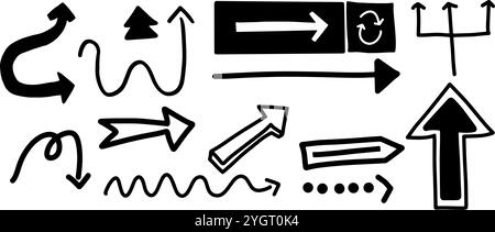 Handgezeichnete Pfeilsatz-Illustration | minimalistischer Doodle-Vektor für kreative Designs – kreative Projekte, Präsentationen, Infografiken und soziale Medien g Stock Vektor