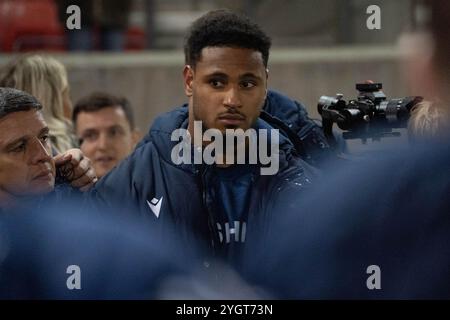 OBI ENE (Sale Sharks 14) in Aktion während des Premiership Cup-Spiels im Salford Community Stadium, England. Quelle: Samuel Wardle/Alamy Live News Stockfoto