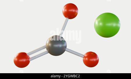 3D-Rendering von verstreuten Bleikarbonatmolekülen, dieses Molekül kann in einer Reihe von Quellen wie Farbe, Benzin usw. gefunden werden Stockfoto