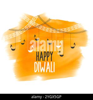 Happy Diwali Festival Karte in Aquarell Stil Design Stock Vektor