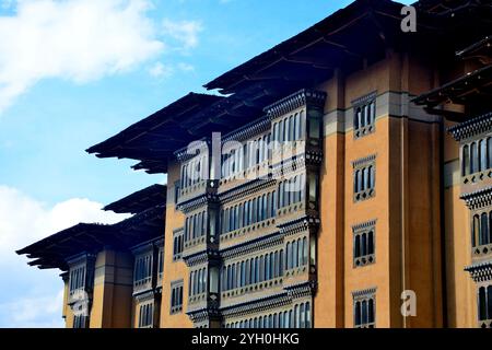 Außenansicht des Hotels Taj Tashi in Norzin, Thimphu, Bhutan Stockfoto