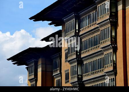 Außenansicht des Hotels Taj Tashi in Norzin, Thimphu, Bhutan Stockfoto