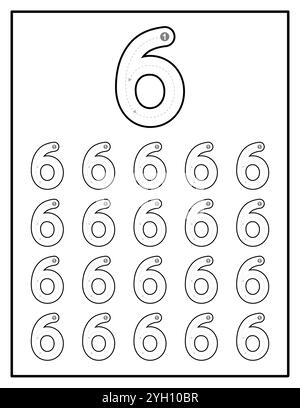 Seite "Nummerierung Des Arbeitsblatts Für Untergeordnete Elemente" Von Null Bis Neun Stock Vektor