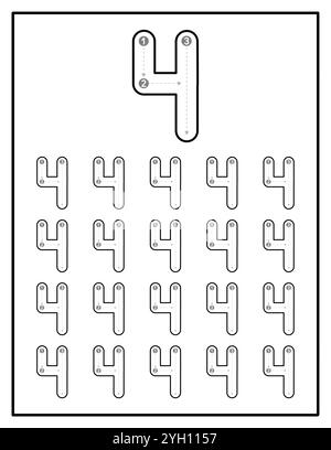 Seite "Nummerierung Des Arbeitsblatts Für Untergeordnete Elemente" Von Null Bis Neun Stock Vektor