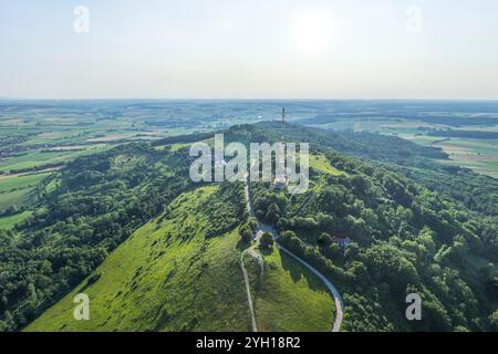 Sonniger Sommerabend im Erholungsgebiet Hesselberg bei Wassertrüdingen Stockfoto