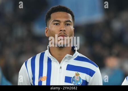 Rom, Italien. November 2024. Zaidu Sanusi vom FC Porto in Aktion während des Spiels der Serie UEFA Europa League zwischen SS Lazio und FC Porto im Olimpic Stadium am 07. november 2024 in Roma (Foto: © Agostino Gemito/Pacific Press via ZUMA Press Wire) NUR ZUR REDAKTIONELLEN VERWENDUNG! Nicht für kommerzielle ZWECKE! Stockfoto