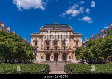 Lyon, Frankreich. Juni 2024. Die Fassade des Théâtre des Célestins im Stadtteil Bellecour wurde 1877 eröffnet Stockfoto