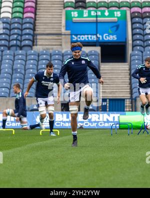 Edinburgh, Schottland. November 2024. Jamie Ritchie wurde während des Scotland Team Run im Murrayfield Stadium vor dem Spiel gegen Südafrika gezeigt. Quelle: Connor Douglas/Alamy Live News Stockfoto