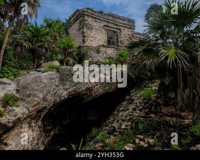 Cenote House in Tulum maya historische archäologische Stätte Ruinen yucatan mexiko Stockfoto