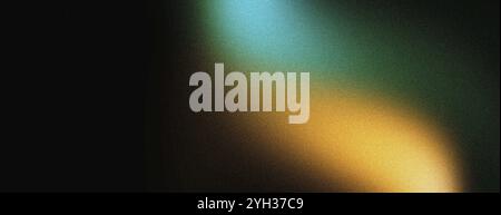 Abstraktes körniges Banner Hintergrund gelb blau Farbfluss körnige Welle dunkles Rauschen Textur Abdeckung Posterdesign, Kopierraum Stockfoto