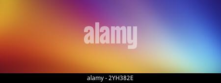 Rot Orange Gelb Lila Blau verlaufender Hintergrund breiter Web-Header körnige Textur lebendige Farben Bannerdesign Stockfoto