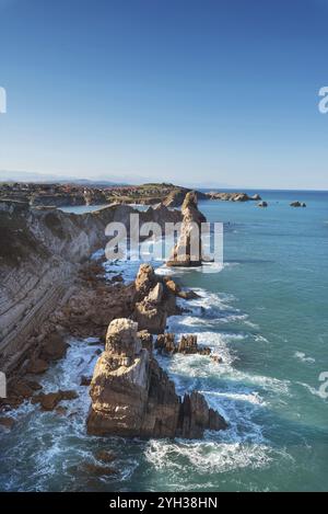 Küstenlandschaft in Urros de Liencres, Kantabrien, Spanien, Europa Stockfoto