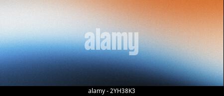 Dunkelblau orange weiß körniger verlaufender Hintergrund abstrakte Farben Rauschstruktur Hintergrund breites Bannerdesign mit Kopfteil Stockfoto