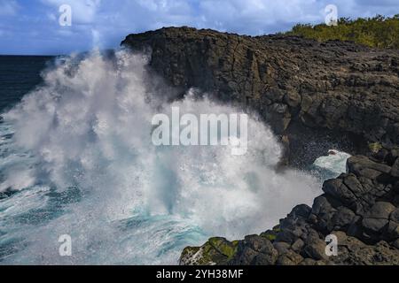 Pont Naturel, naturel Bridge, Naturbrücke, Felsbrücke, Surf, südküste, Indischer Ozean, Insel, Mauritius, Afrika Stockfoto