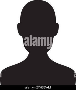 Schwarze Silhouette einer nach vorne gerichteten Person, die Anonymität, Privatsphäre und Identität auf einem sauberen weißen Hintergrund repräsentiert Stock Vektor