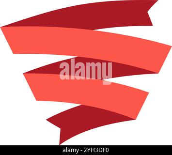 Rotes und korallenfarbenes Band, das sich im Wind winkt, ideal für Erfolg, Leistung oder Feier mit minimalistischem Design und leuchtenden Farben Stock Vektor