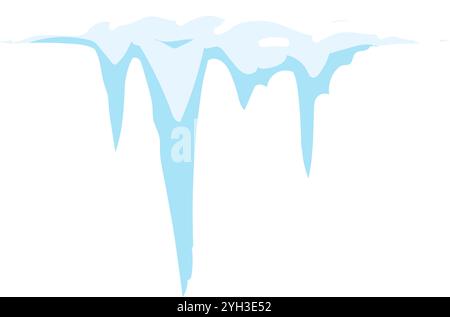 Mehrere Eiszapfen schmelzen und tropfen Wasser vor einem sauberen weißen Hintergrund, was ein einfaches, aber dennoch eindrucksvolles Bild des Übergangs vom Winter zum schafft Stock Vektor