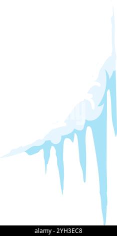 Eiszapfen schmelzen auf einem Dach vor weißem Hintergrund und schaffen eine ruhige Winterszene Stock Vektor