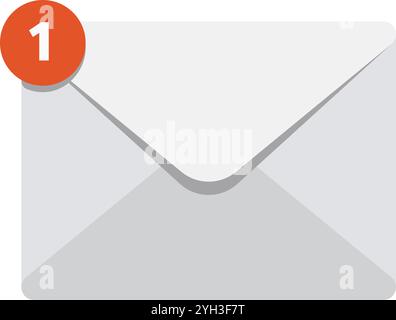 Geschlossener Umschlag mit Benachrichtigungssymbol, das eine ungelesene Nachricht anzeigt, die Online-Kommunikation und digitale Nachrichten repräsentiert Stock Vektor
