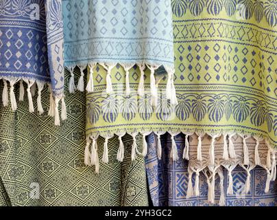 Traditioneller gewebter Stoff Hintergrund, buntes Tuch und Textil Textur Stockfoto