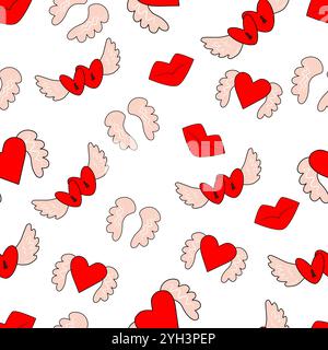 Bunte nahtlose Muster Valentinstag Hand gezeichneter Vektor Stock Vektor
