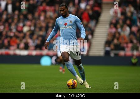 Stadion of Light, Sunderland am Samstag, den 9. November 2024. Coventry City's Haji Wright während des Sky Bet Championship Matches zwischen Sunderland und Coventry City im Stadium of Light, Sunderland am Samstag, den 9. November 2024. (Foto: Michael Driver | MI News) Credit: MI News & Sport /Alamy Live News Stockfoto