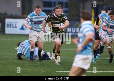 Melrose, Großbritannien. November 2024. Jack Dobie ( Melrose RFC 1st XV ) während des Arnold Clark Premiership (Men's) Spiels Melrose Rugby gegen Edinburgh Academical FC Vollzeitpunktzahl Melrose 30 - Edin Accies 19 ( Credit: Rob Gray/Alamy Live News) Stockfoto