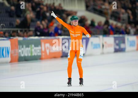 Heerenveen, Niederlande. November 2024. HEERENVEEN, NIEDERLANDE - 9. NOVEMBER: Marijke Groenewoud tritt am 9. November 2024 beim Speed Skating WCQT in Heerenveen, Niederlande an (Foto: Douwe Bijlsma/Orange Pictures) Credit: Orange Pics BV/Alamy Live News Stockfoto