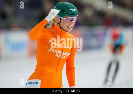 Heerenveen, Niederlande. November 2024. HEERENVEEN, NIEDERLANDE - 9. NOVEMBER: Marijke Groenewoud tritt am 9. November 2024 beim Speed Skating WCQT in Heerenveen, Niederlande an (Foto: Douwe Bijlsma/Orange Pictures) Credit: Orange Pics BV/Alamy Live News Stockfoto