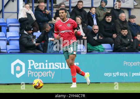 Birkenhead, Großbritannien. November 2024. Kyle Jameson aus Newport County in Aktion. EFL Skybet Football League Two Match, Tranmere Rovers gegen Newport County, Prenton Park, Birkenhead, Wirral am Samstag, den 9. November 2024. Dieses Bild darf nur für redaktionelle Zwecke verwendet werden. Nur redaktionelle Verwendung, .PIC von Chris Stading/ Credit: Andrew Orchard Sportfotografie/Alamy Live News Stockfoto