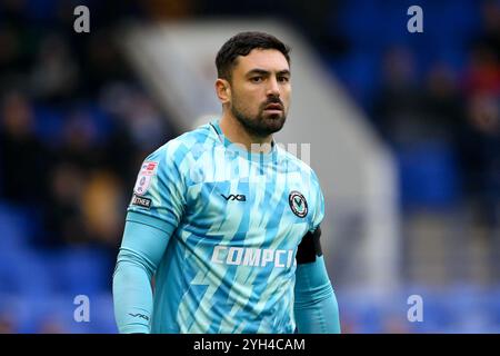 Birkenhead, Großbritannien. November 2024. Nick Townsend, der Torhüter von Newport County, sieht zu. EFL Skybet Football League Two Match, Tranmere Rovers gegen Newport County, Prenton Park, Birkenhead, Wirral am Samstag, den 9. November 2024. Dieses Bild darf nur für redaktionelle Zwecke verwendet werden. Nur redaktionelle Verwendung, .PIC von Chris Stading/ Credit: Andrew Orchard Sportfotografie/Alamy Live News Stockfoto