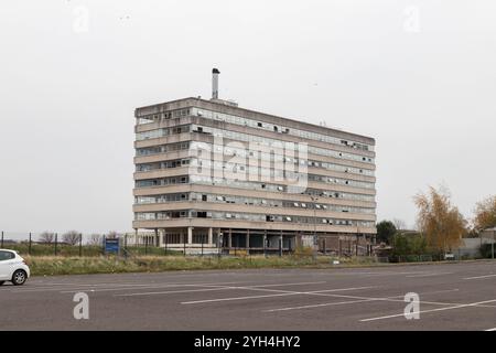 Abriss des alten Bell College und der University of the West of Scotland in der Almada Street im Stadtzentrum von Hamilton, Schottland Stockfoto