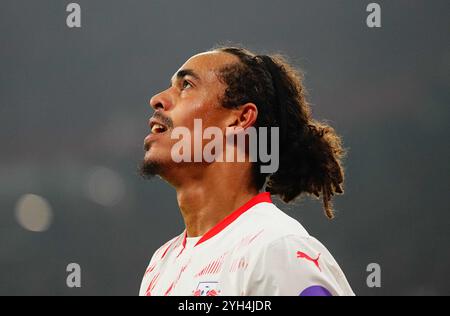 Red Bull Arena, Leipzig, Deutschland. November 2024. Yussuf Poulsen von Leipzig Gesten während A 1. Bundesliga-Spiel, RB Leipzig gegen Borussia MÃ¶nchengladbach, in der Red Bull Arena, Leipzig, Deutschland. Ulrik Pedersen/CSM/Alamy Live News Stockfoto