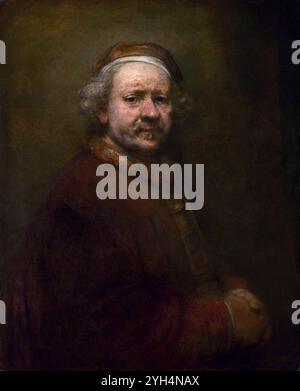 Titel: Selbstporträt im Alter von 63 Jahren Künstler: Rembrandt Harmenszoon van Rijn Jahr: 1669 Medium: Öl auf Leinwand Abmessungen: 86 cm x 70,5 cm Ort: National Gallery, London, Großbritannien Stockfoto