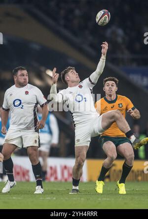 Twickenham, Großbritannien. November 2024. Während des internationalen Freundschaftsspiels zwischen England und Australien am 9. November 2024 im Twickenham Stadium in Twickenham, Vereinigtes Königreich. Foto von Steve Ball. Nur redaktionelle Verwendung, Lizenz für kommerzielle Nutzung erforderlich. Keine Verwendung bei Wetten, Spielen oder Publikationen eines einzelnen Clubs/einer Liga/eines Spielers. Quelle: UK Sports Pics Ltd/Alamy Live News Stockfoto