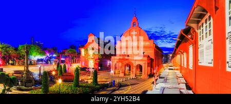 Melaka Rotes Quadrat Panorama Stockfoto