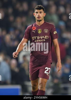 Brighton, Großbritannien. November 2024. Brighton, England – 9. November: Matheus Nunes aus Manchester City während des Spiels der Premier League 2024/25 zwischen Brighton und Hove Albion und Manchester City im Amex Stadium am 9. November 2024 in Brighton, England. (David Horton/SPP) Credit: SPP Sport Press Photo. /Alamy Live News Stockfoto