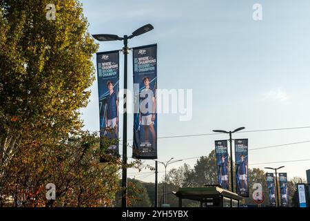 Nitto ATP Finals, auf dem Höhepunkt der Tennissaison, treten die besten Spieler der Welt in atemberaubenden Spielen an. Sport und starke Emotionen für Eve Stockfoto