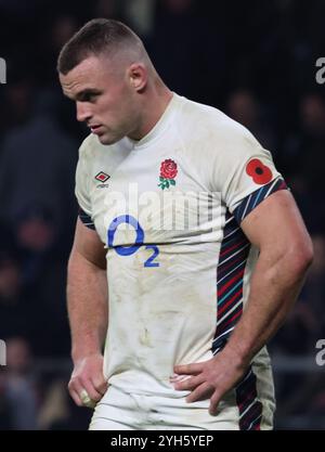 London, Großbritannien. November 2024. Am 9. November 2024 wurde George Martin (Leicester City) im Allianz-Stadion in Twickenham, London nach dem Finale der Autumn Nations Series zwischen England und Australien (Wallabies) niedergeschlagen Stockfoto