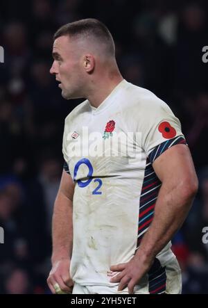 London, Großbritannien. November 2024. Am 9. November 2024 wurde George Martin (Leicester City) im Allianz-Stadion in Twickenham, London nach dem Finale der Autumn Nations Series zwischen England und Australien (Wallabies) niedergeschlagen Stockfoto