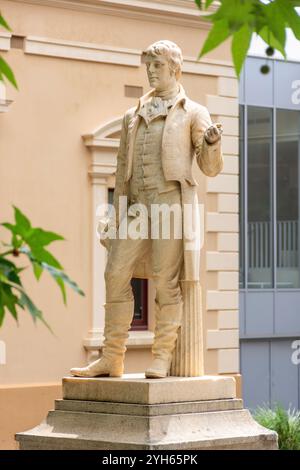 Robert Burns Statue vor dem Spence Wing Eingang zur State Library of South Australia, North Terrace, Adelaide, South Australia, Australien Stockfoto