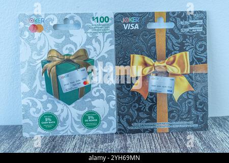 Oktober 2024 - Calgary Alberta Canada - Visa-Geschenkkarten Stockfoto