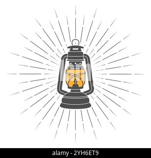 Vintage Camping Laterne Silhouette Symbol Form. Retro-Gaslampen-Logo-Grunge-Set. Sturmlaterne. Vektorabbildung. Isoliert auf weißem Hintergrund Stock Vektor