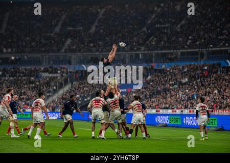 Saint Denis, Frankreich. November 2024. Die Aktion während des Rugbyspiels der Autumn Nations Series zwischen Frankreich und Japan am 9. November 2024 in Saint Denis, Frankreich. Foto: Eliot Blondet/ABACAPRESS. COM Credit: Abaca Press/Alamy Live News Stockfoto